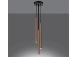 Hot Sollux Lighting Lámparas Colgantes Pastelo Moderno De Acero/Madera - 3 Fuentes Luminosas - L.19,5 X A.115 Cm - Madera Color natural claro