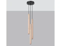 Hot Sollux Lighting Lámparas Colgantes Pastelo Moderno De Acero/Madera - 3 Fuentes Luminosas - L.19,5 X A.115 Cm - Madera Color natural claro
