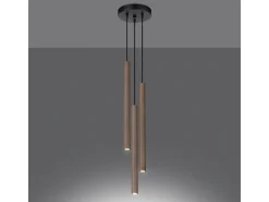 Hot Sollux Lighting Lámparas Colgantes Pastelo Moderno De Acero/Madera - 3 Fuentes Luminosas - L.19,5 X A.115 Cm - Madera Color natural claro