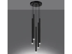 Sollux Lighting Lámpara Suspendida-Lámparas Colgantes Pastelo Moderno De Acero - 5 Fuentes Luminosas - L.25 X A.110 Cm - Negro