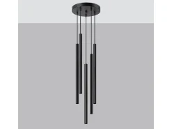Sollux Lighting Lámpara Suspendida-Lámparas Colgantes Pastelo Moderno De Acero - 5 Fuentes Luminosas - L.25 X A.110 Cm - Negro