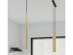 Clearance Sollux Lighting Lámparas Colgantes Pastelo Moderno De Acero - 3 Fuentes Luminosas - L.20 X A.90 Cm - Brillo Dorado