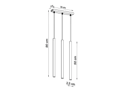 Best Sollux Lighting Lámparas Colgantes Pastelo Moderno De Acero - 3 Fuentes Luminosas - L.30 X A.90 Cm - Brillo Dorado