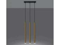 Best Sollux Lighting Lámparas Colgantes Pastelo Moderno De Acero - 3 Fuentes Luminosas - L.30 X A.90 Cm - Brillo Dorado