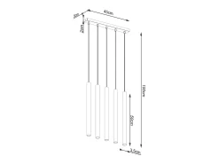 Sollux Lighting Lámpara Suspendida-Lámparas Colgantes Pastelo Moderno De Acero/Madera - 5 Fuentes Luminosas - L.45 X A.100 Cm - Madera Color natural claro