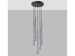 Sollux Lighting Lámparas Colgantes Pastelo Moderno De Concreto - 5 Fuentes Luminosas - L.25 X A.110 Cm - Gris New