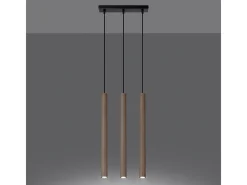 Sollux Lighting Lámparas Colgantes Pastelo Moderno De Acero/Madera - 3 Fuentes Luminosas - L.30 X A.110 Cm - Madera Color natural claro Discount