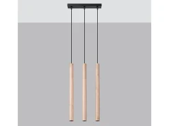 Sollux Lighting Lámparas Colgantes Pastelo Moderno De Acero/Madera - 3 Fuentes Luminosas - L.30 X A.110 Cm - Madera Color natural claro Discount