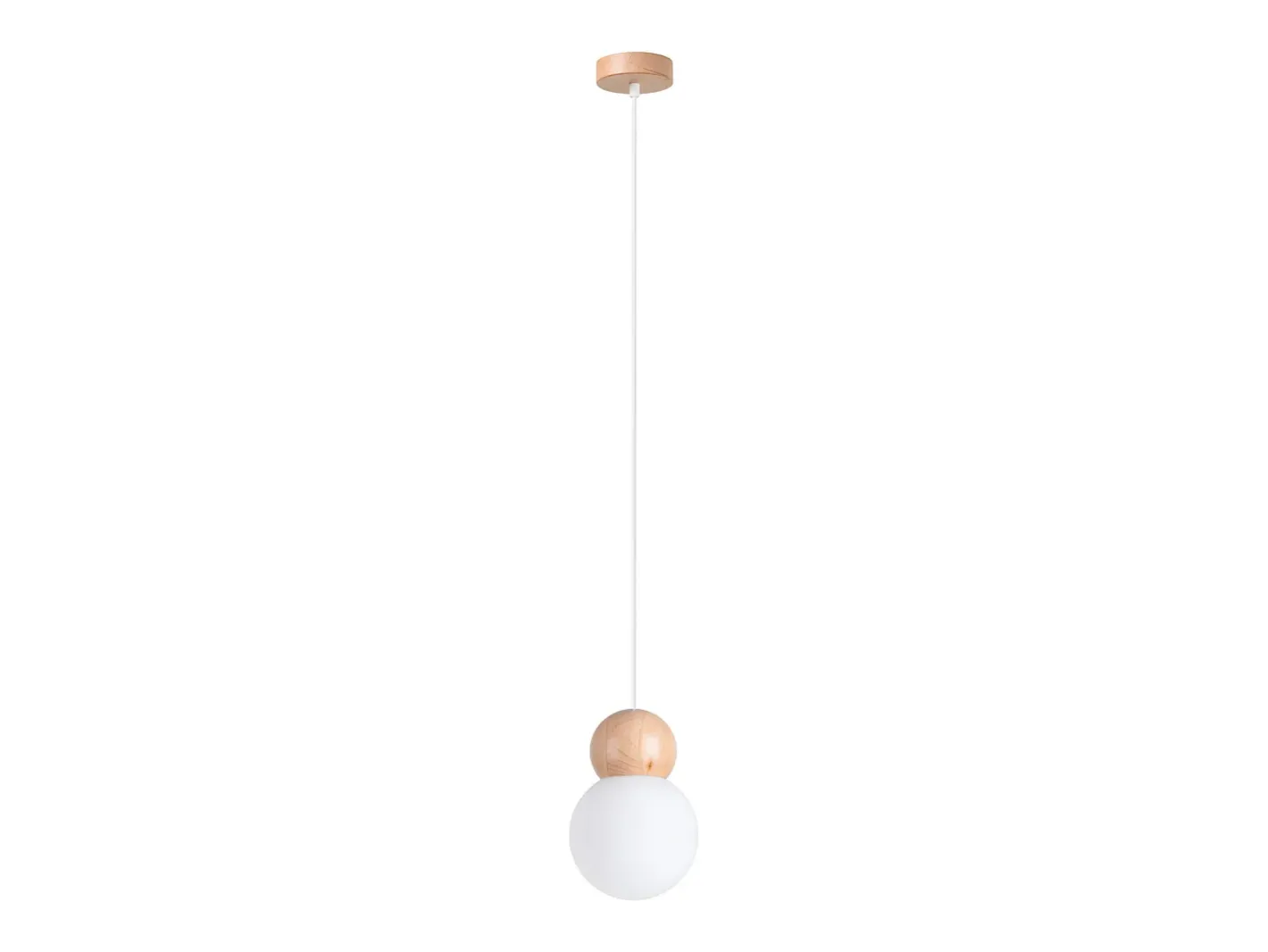 Sollux Lighting Lámpara Suspendida-Lámparas Colgantes Pekka Escandinavo De Vidrio/Madera - 1 Fuentes Luminosas - L.11 X A.124 Cm - Blanco/Madera Natural Color natural claro