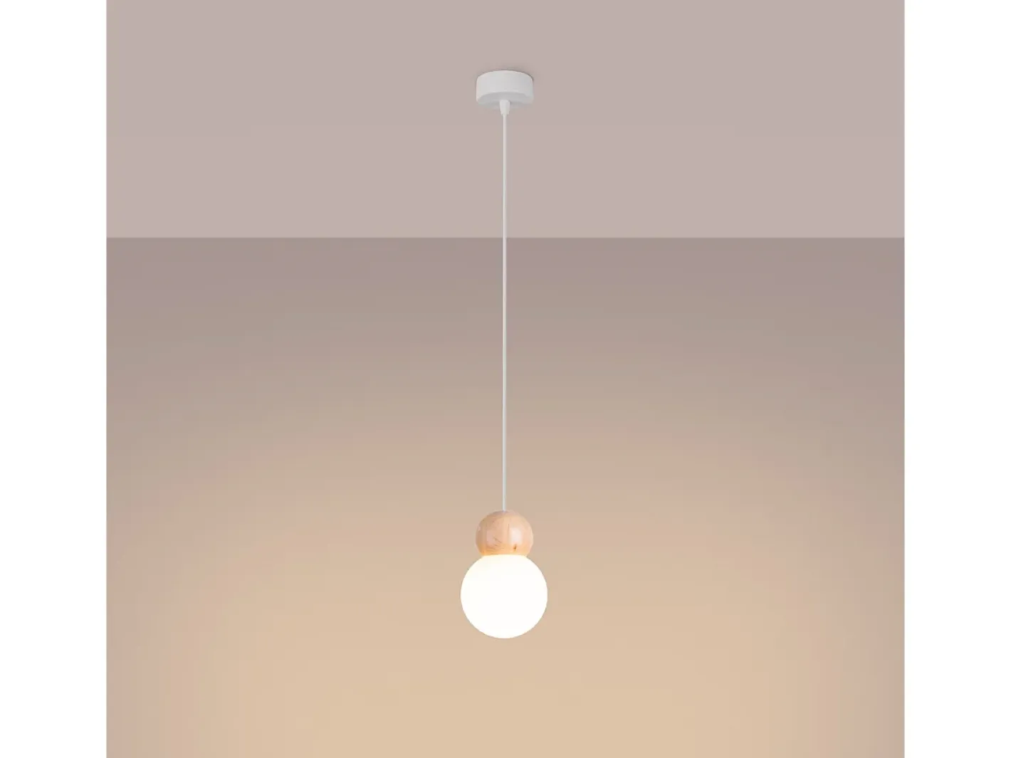 Sollux Lighting Lámpara Suspendida-Lámparas Colgantes Pekka Escandinavo De Vidrio/Madera - 1 Fuentes Luminosas - L.11 X A.124 Cm - Blanco/Madera Natural Color natural claro