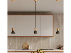 Clearance Sollux Lighting Lámparas colgantes Polaric moderno de betoNo aplicablerewno - 1 fuentes luminosas 4000K - L.10 x A.120 cm - /madera natural Negro