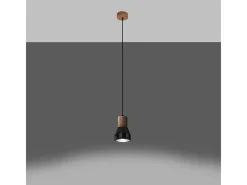 Clearance Sollux Lighting Lámparas colgantes Polaric moderno de betoNo aplicablerewno - 1 fuentes luminosas 4000K - L.10 x A.120 cm - /madera natural Negro