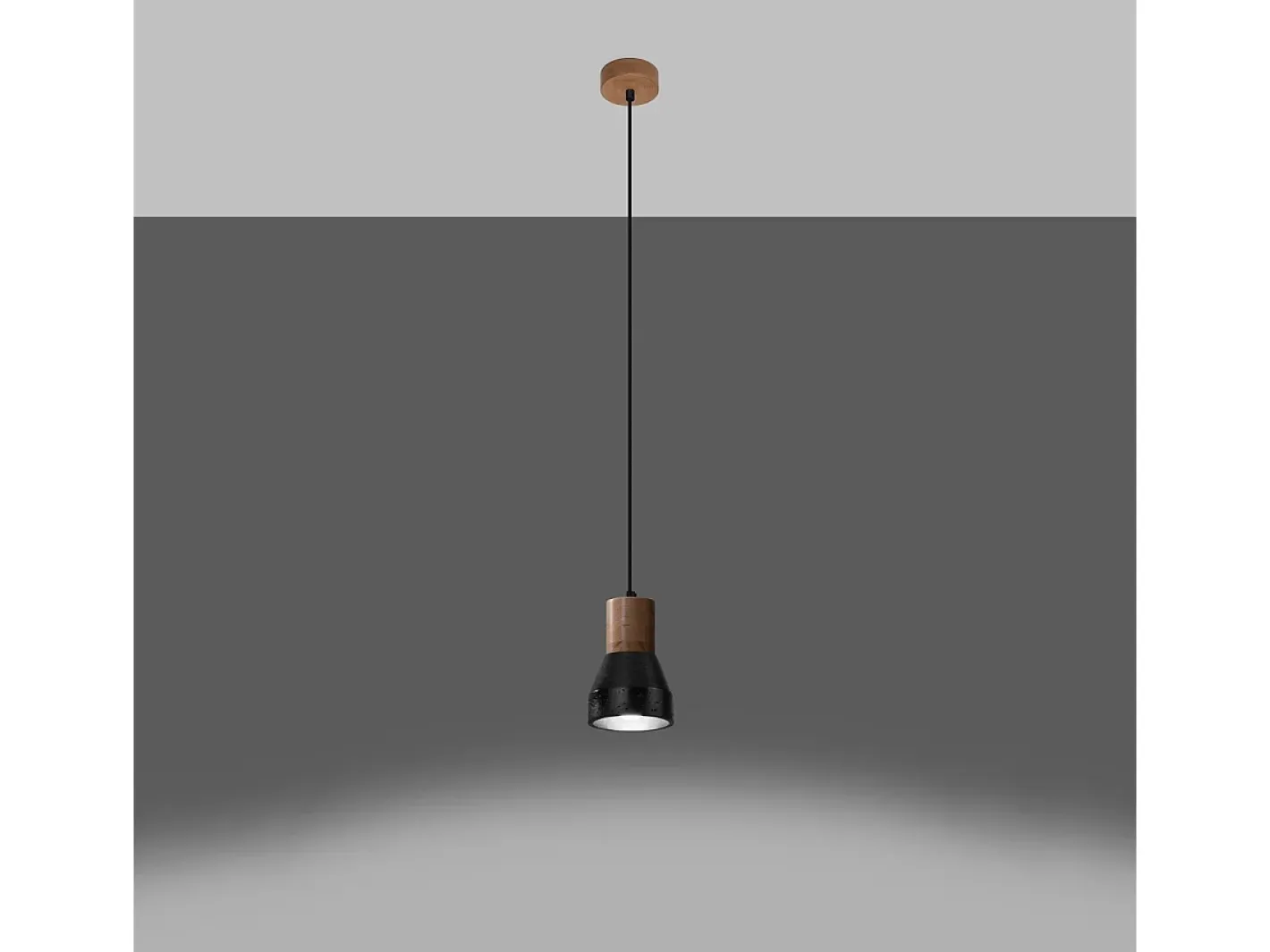 Clearance Sollux Lighting Lámparas colgantes Polaric moderno de betoNo aplicablerewno - 1 fuentes luminosas 4000K - L.10 x A.120 cm - /madera natural Negro