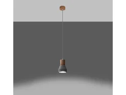 Sollux Lighting Lámpara Suspendida-Lámparas colgantes Polaric moderno de hormigón - 1 fuentes luminosas 4000K - L.10 x A.120 cm - /madera natural Gris
