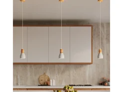 Best Sollux Lighting Lámparas colgantes Polaric moderno de hormigón - 1 fuentes luminosas 3000K - L.10 x A.120 cm - /madera natural Gris