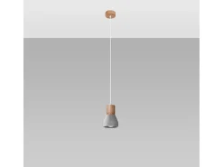 Best Sollux Lighting Lámparas colgantes Polaric moderno de hormigón - 1 fuentes luminosas 3000K - L.10 x A.120 cm - /madera natural Gris