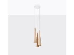 Sale Sollux Lighting Lámparas colgantes Ravo escandinavo de madera - 3 fuentes luminosas 3000K - L.20 x A.120 cm - madera natural Color natural claro