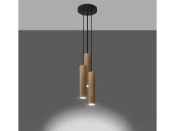 Sollux Lighting Lámpara Suspendida-Lámparas colgantes Silno escandinavo de madera - 3 fuentes luminosas 4000K - L.20 x A.100 cm - madera natural Color natural claro