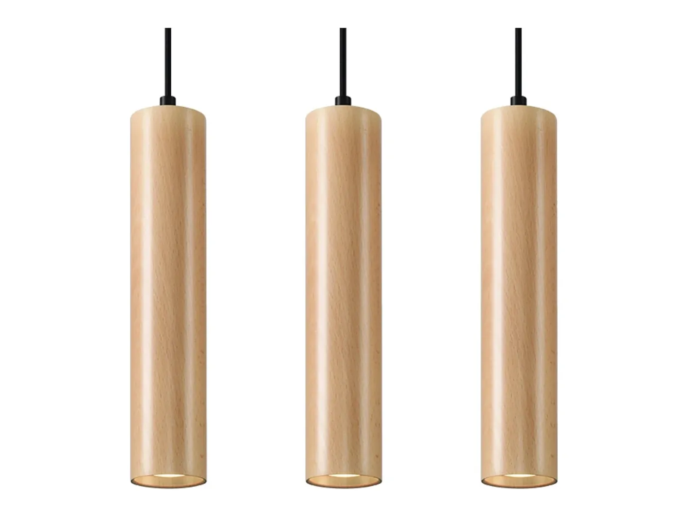 Sollux Lighting Lámparas colgantes Silno escandinavo de madera - 3 fuentes luminosas 4000K - L.45 x A.90 cm - madera natural Color natural claro New