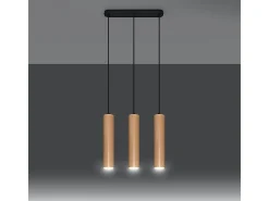 Sollux Lighting Lámparas colgantes Silno escandinavo de madera - 3 fuentes luminosas 4000K - L.45 x A.90 cm - madera natural Color natural claro New