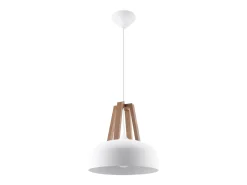 Sollux Lighting Lámparas colgantes Solivo moderno de acero/madera - 1 fuentes luminosas 4000K - L.30 x A.85 cm - /madera natural Blanco New