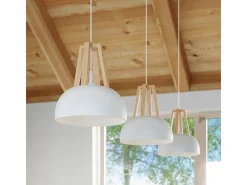 Sollux Lighting Lámparas colgantes Solivo moderno de acero/madera - 1 fuentes luminosas 4000K - L.30 x A.85 cm - /madera natural Blanco New