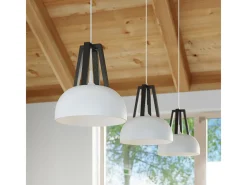 Sollux Lighting Lámpara Suspendida-Lámparas colgantes Solivo moderno de acero/madera - 1 fuentes luminosas 3000K - L.30 x A.85 cm - negro Blanco