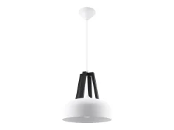 Sollux Lighting Lámpara Suspendida-Lámparas colgantes Solivo moderno de acero/madera - 1 fuentes luminosas 3000K - L.30 x A.85 cm - negro Blanco