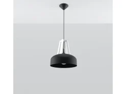 Sollux Lighting Lámpara Suspendida-Lámparas colgantes Solivo moderno de acero/madera - 1 fuentes luminosas 3000K - L.30 x A.85 cm - blanco Negro