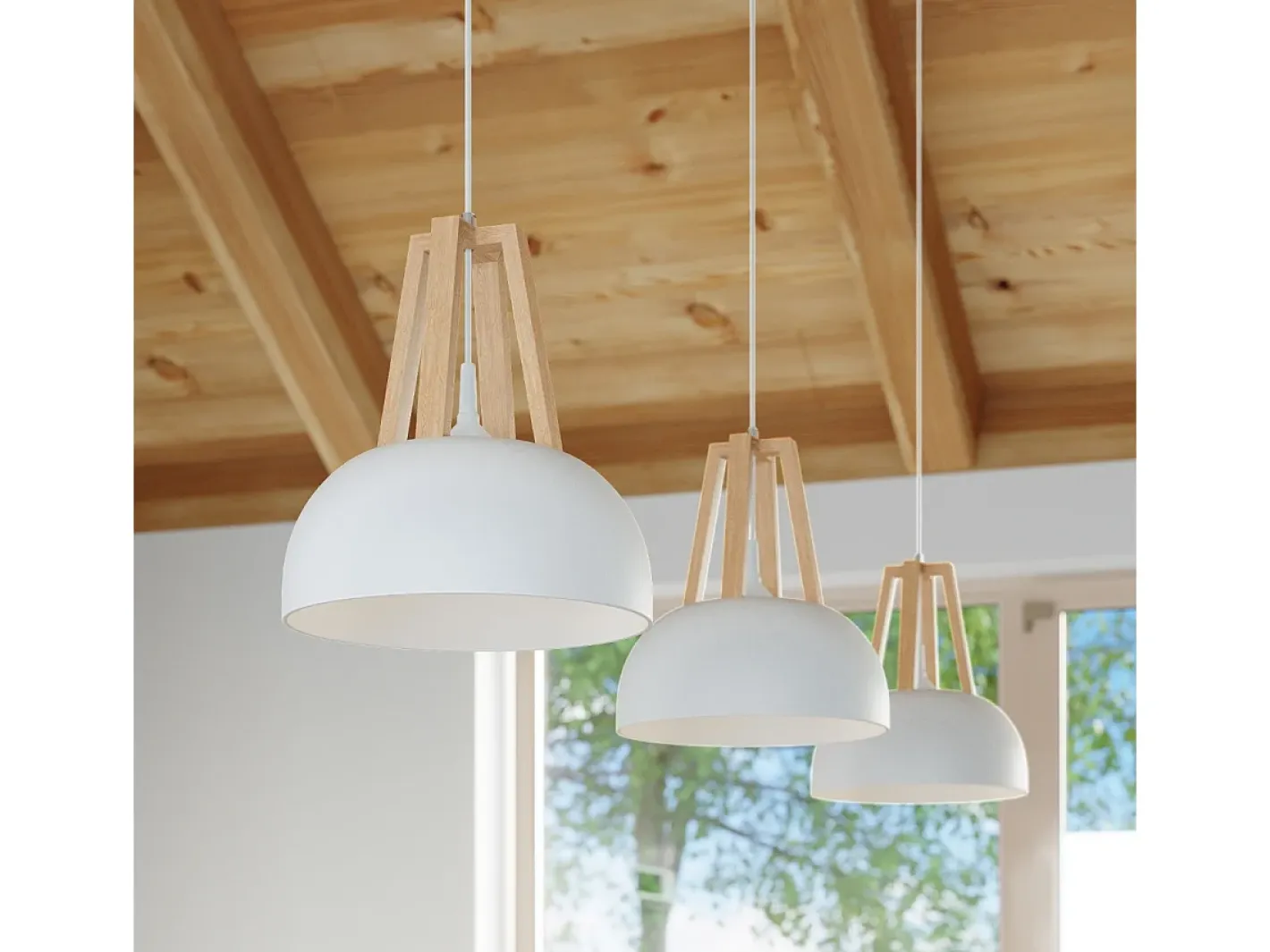 Sollux Lighting Lámparas colgantes Solivo moderno de acero/madera - 1 fuentes luminosas 3000K - L.30 x A.85 cm - /madera natural Blanco Online