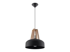 Sollux Lighting Lámparas colgantes Solivo moderno de acero/madera - 1 fuentes luminosas 4000K - L.30 x A.85 cm - /madera natural Negro
