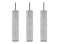Sollux Lighting Lámpara Suspendida-Lámparas colgantes Solvix industrial de concreto - 3 fuentes luminosas 3000K - L.45 x A.90 cm - Gris