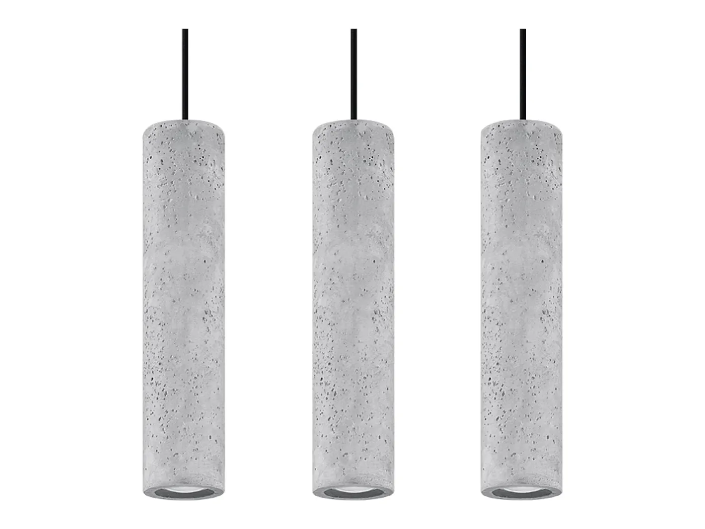 Sollux Lighting Lámpara Suspendida-Lámparas colgantes Solvix industrial de concreto - 3 fuentes luminosas 3000K - L.45 x A.90 cm - Gris