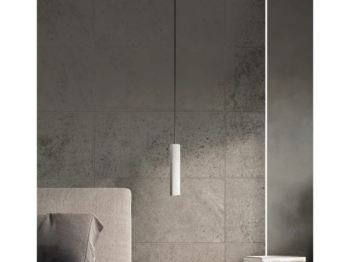 Sollux Lighting Lámpara Suspendida-Lámparas colgantes Solvix industrial de concreto - 3 fuentes luminosas 3000K - L.45 x A.90 cm - Gris