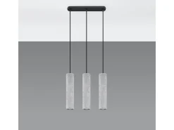 Sollux Lighting Lámpara Suspendida-Lámparas colgantes Solvix industrial de concreto - 3 fuentes luminosas 3000K - L.45 x A.90 cm - Gris