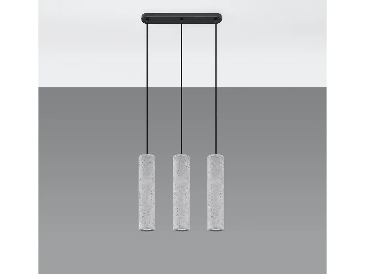 Sollux Lighting Lámpara Suspendida-Lámparas colgantes Solvix industrial de concreto - 3 fuentes luminosas 3000K - L.45 x A.90 cm - Gris