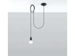 Online Sollux Lighting Lámparas colgantes Speis desván de tela/acero - 1 fuentes luminosas 3000K - L.300 x A.150 cm - Negro