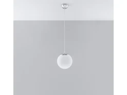 Sollux Lighting Lámpara Suspendida-Lámparas colgantes Stera minimalista de acero/vidrio - 1 fuentes luminosas 3000K - L.20 x A.110 cm - /cromo Blanco