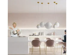 Sollux Lighting Lámparas colgantes Stera minimalista de acero/vidrio - 1 fuentes luminosas 3000K - L.40 x A.130 cm - Oro Blanco Online