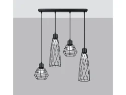 Sollux Lighting Lámpara Suspendida-Lámparas Colgantes Suba Industrial De Acero - 4 Fuentes Luminosas - L.58 X A.120 Cm - Negro