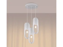 Sollux Lighting Lámparas colgantes Synexus moderno de acero - 3 fuentes luminosas 4000K - L.43 x A.130 cm - Blanco