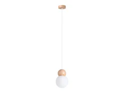 Sollux Lighting Lámpara Suspendida-Lámparas colgantes Torch escandinavo de vidrio/madera - 1 fuentes luminosas 3000K - L.11 x A.124 cm - /madera natural Blanco