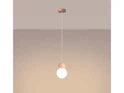 Sollux Lighting Lámpara Suspendida-Lámparas colgantes Torch escandinavo de vidrio/madera - 1 fuentes luminosas 4000K - L.11 x A.124 cm - /madera natural Blanco