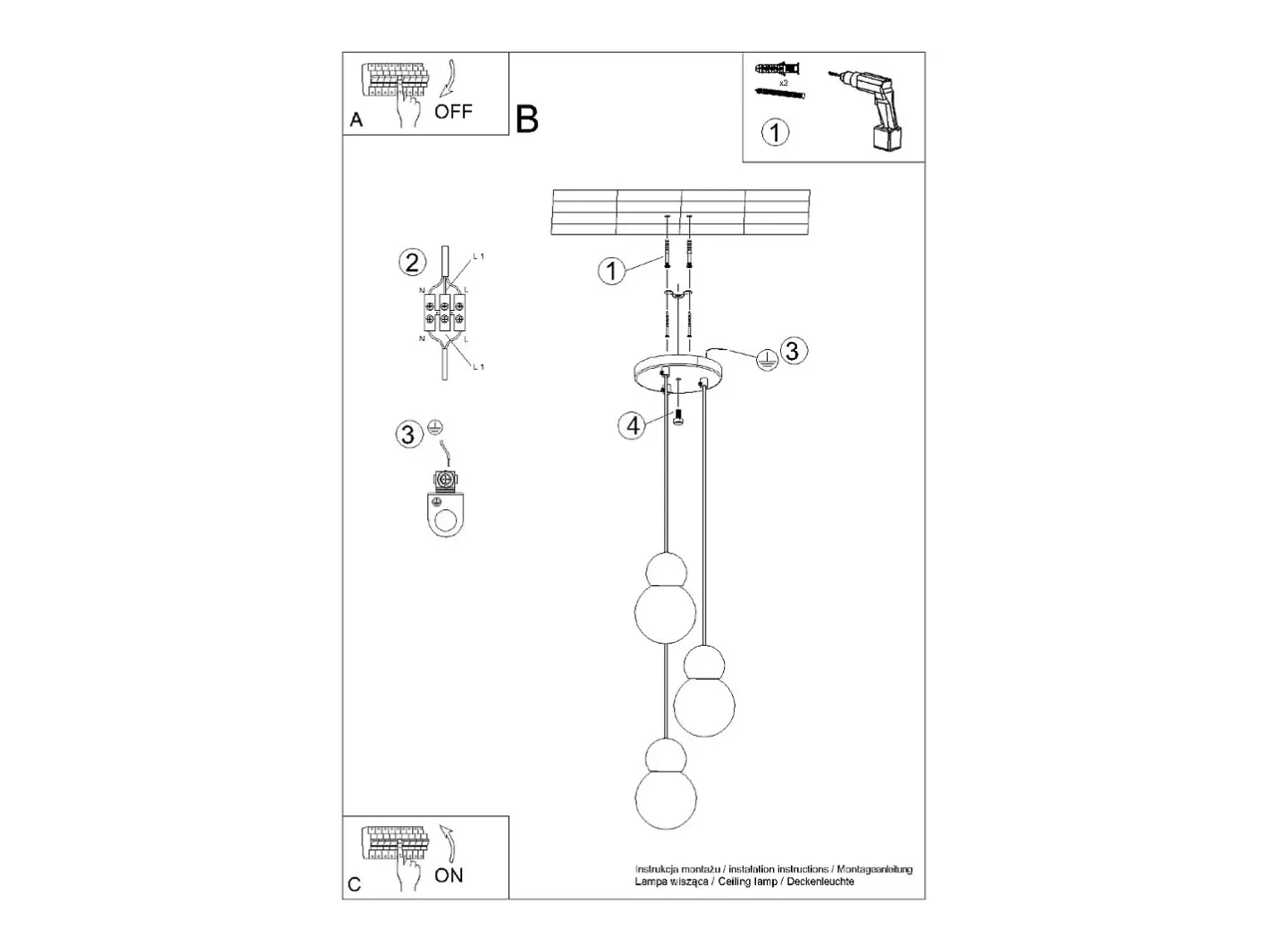Sollux Lighting Lámparas colgantes Torch escandinavo de vidrio/madera - 3 fuentes luminosas 3000K - L.31 x A.124 cm - /madera natural Blanco Outlet