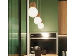 Sollux Lighting Lámparas colgantes Torch escandinavo de vidrio/madera - 3 fuentes luminosas 3000K - L.31 x A.124 cm - /madera natural Blanco Outlet