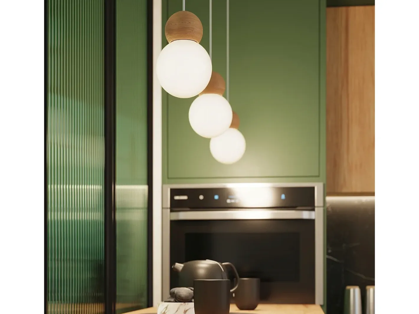 Sollux Lighting Lámparas colgantes Torch escandinavo de vidrio/madera - 3 fuentes luminosas 3000K - L.31 x A.124 cm - /madera natural Blanco Outlet