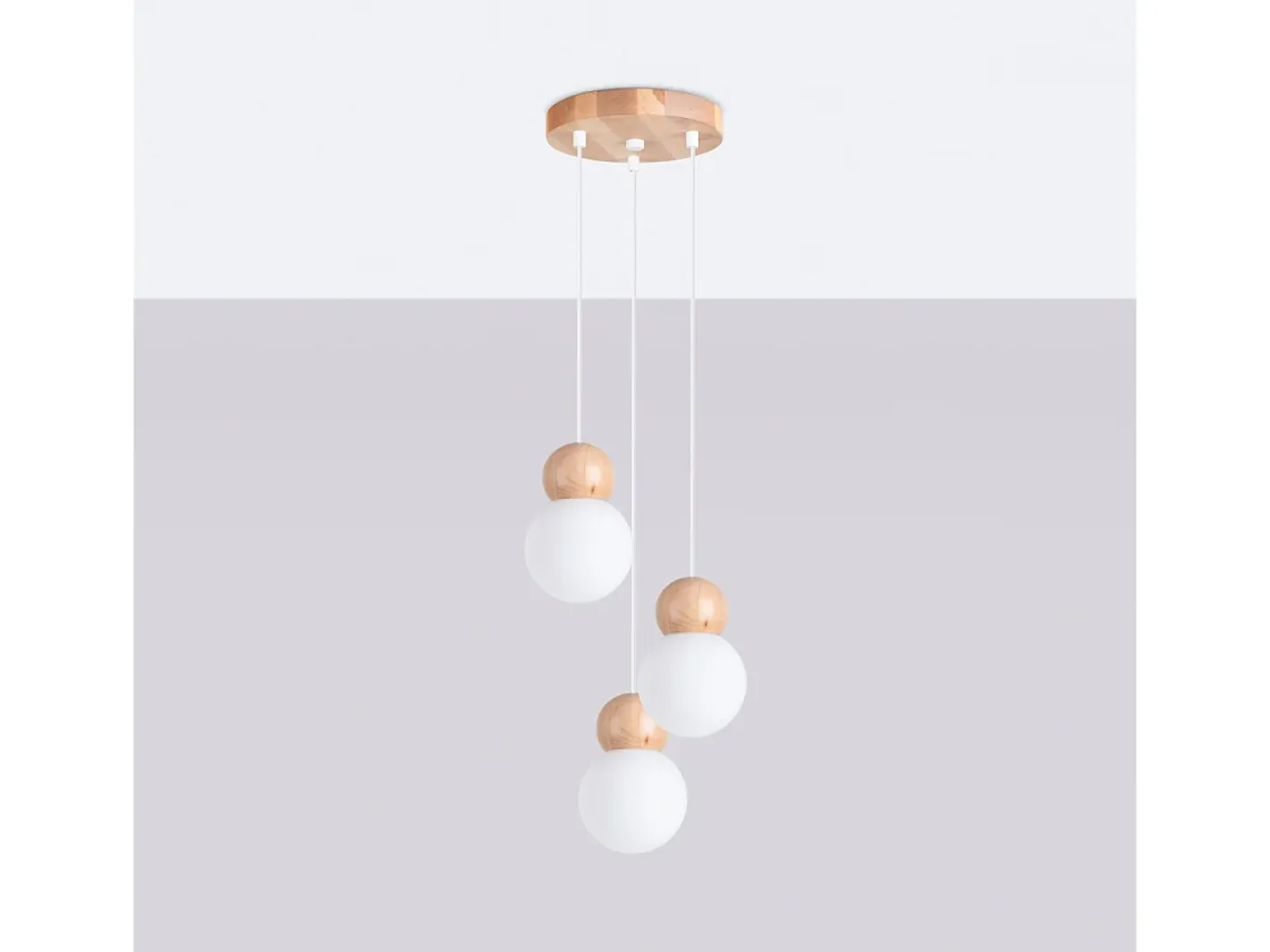 Sollux Lighting Lámparas colgantes Torch escandinavo de vidrio/madera - 3 fuentes luminosas 3000K - L.31 x A.124 cm - /madera natural Blanco Outlet