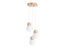 Sollux Lighting Lámparas colgantes Torch escandinavo de vidrio/madera - 3 fuentes luminosas 3000K - L.31 x A.124 cm - /madera natural Blanco Outlet