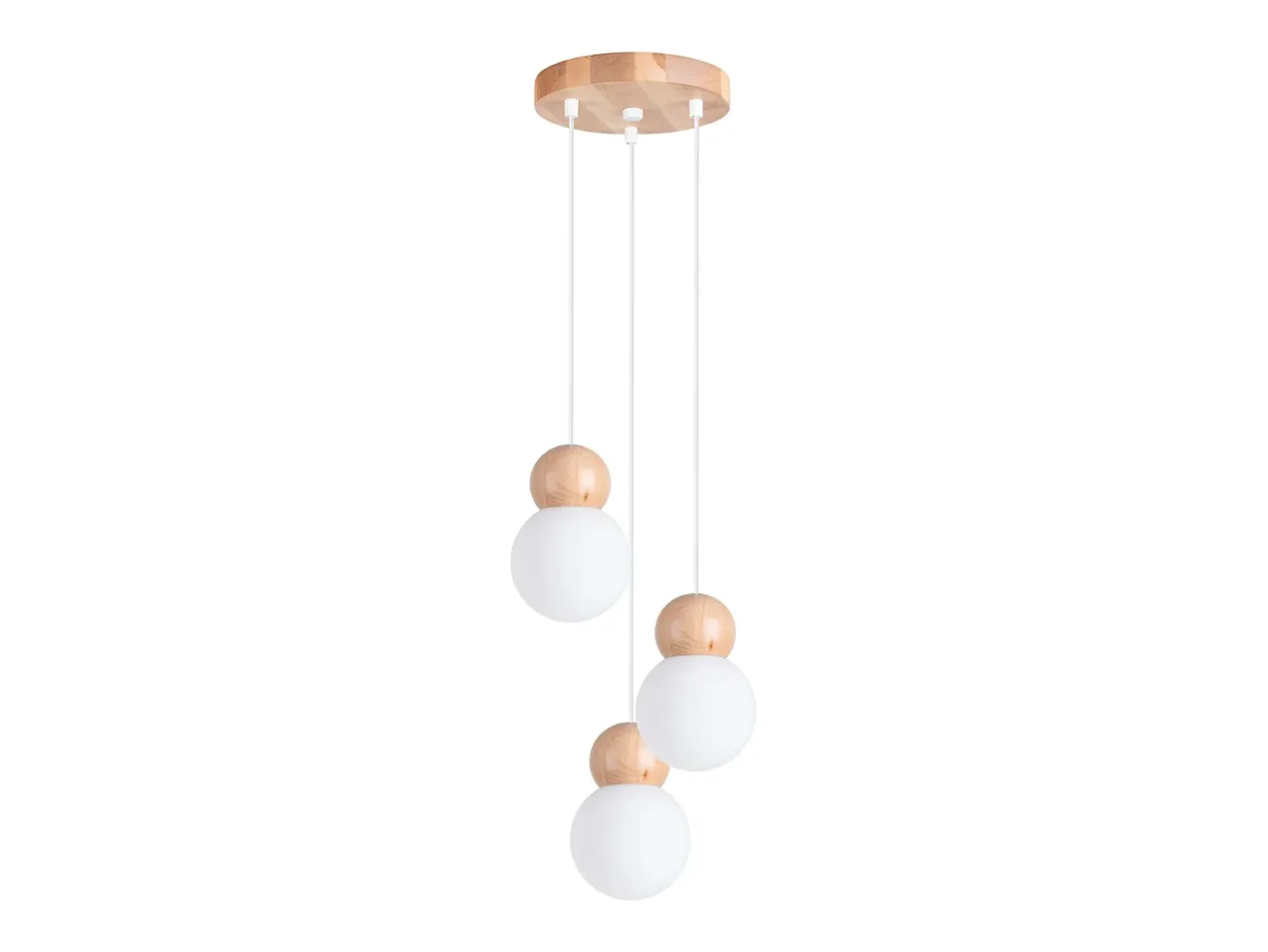 Sollux Lighting Lámparas colgantes Torch escandinavo de vidrio/madera - 3 fuentes luminosas 3000K - L.31 x A.124 cm - /madera natural Blanco Outlet
