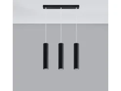 Sollux Lighting Lámpara Suspendida-Lámparas colgantes Toris moderno de acero - 3 fuentes luminosas 3000K - L.45 x A.90 cm - Negro